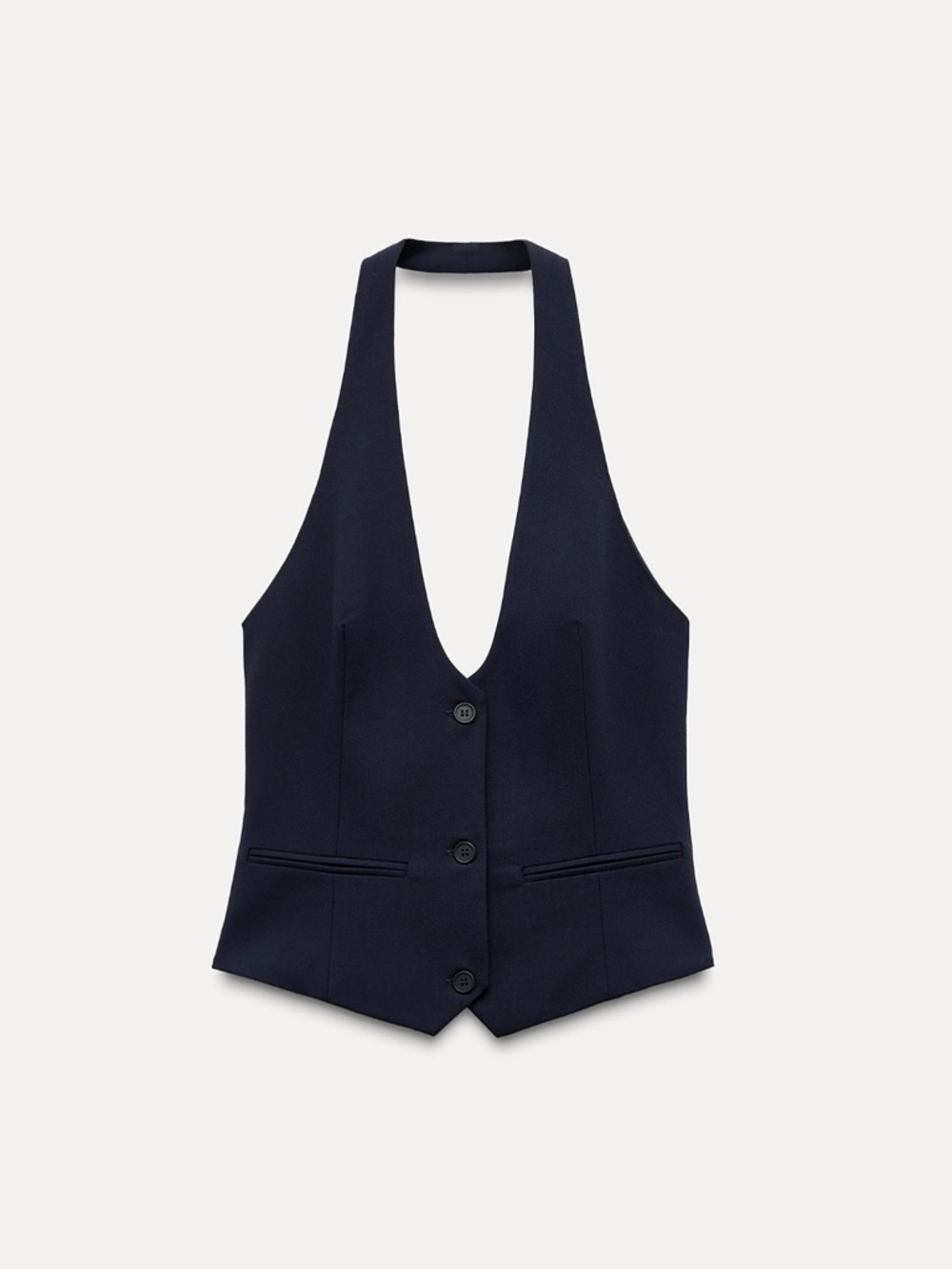 Zara Navy Blue Tailored Halter Vest